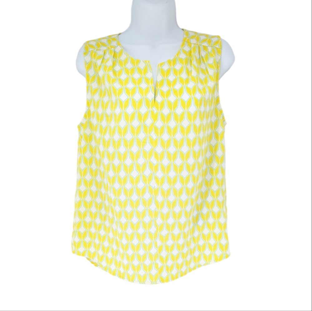 3/$20 Pixley Yellow Geometric Tank Blouse Size Small